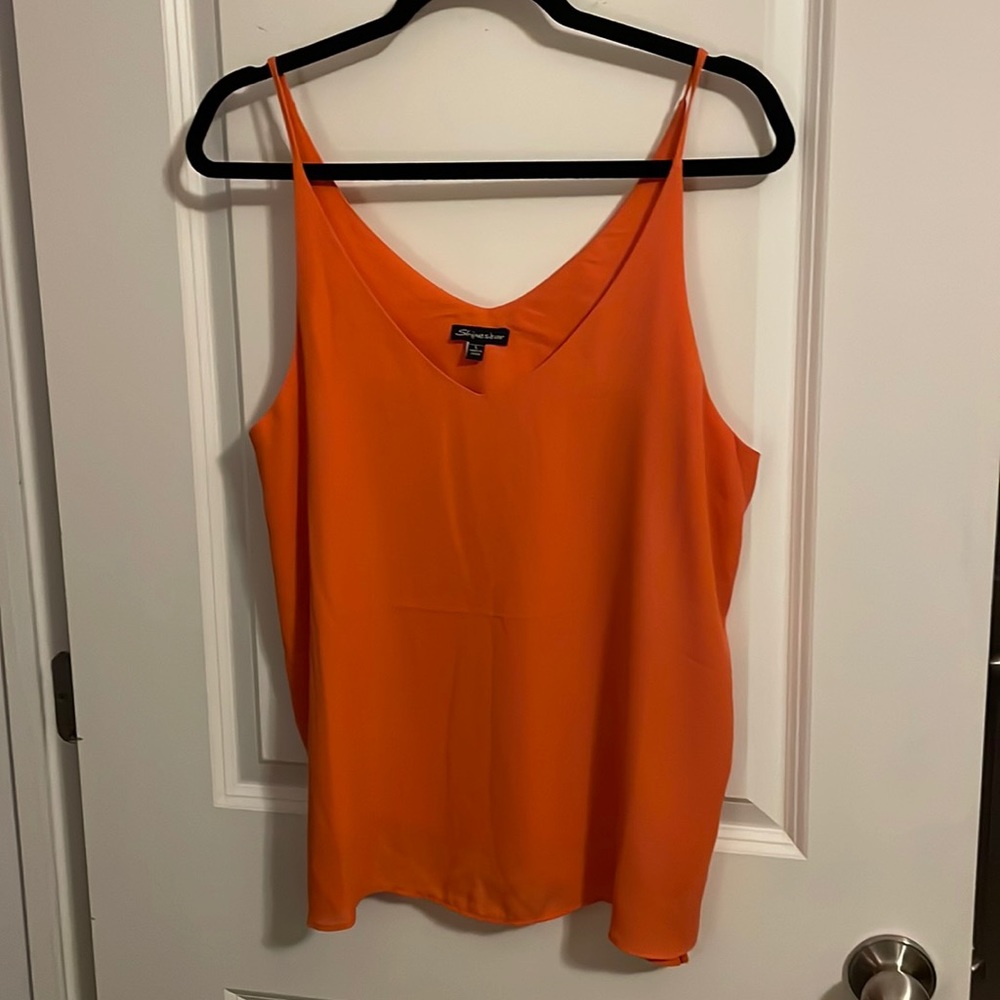 Shinestar Camisole Spaghetti Straps V neck Orange Size L